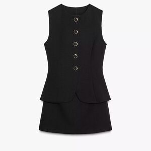 Zara Black Short Vest Jumpsuit